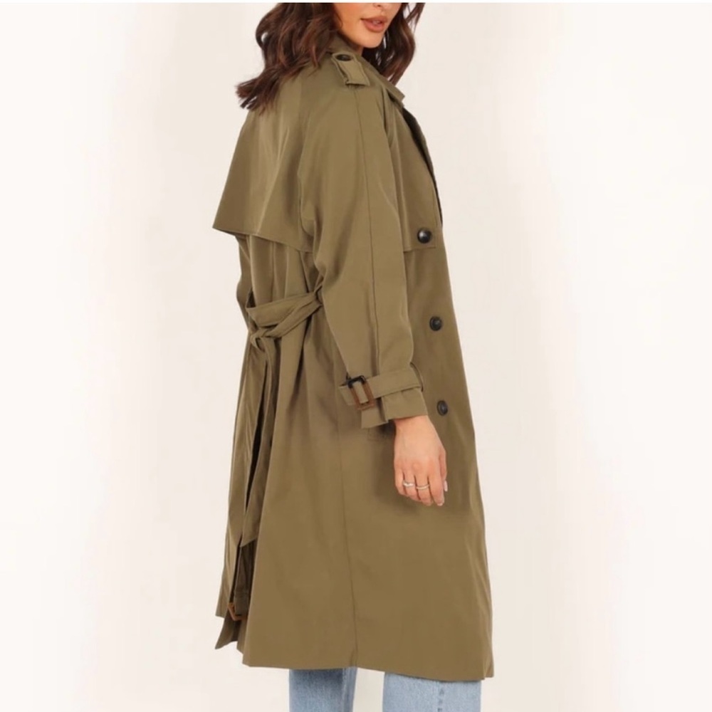 NWT Petal & Pup Olive Green Belted Double Breasted Trench Coat Size XS - Picture 2 of 14